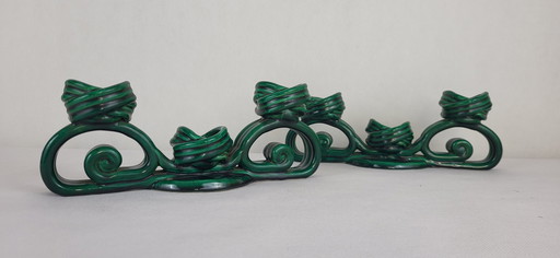 Pair Of Twisted Ceramic Candleholders Vallauris