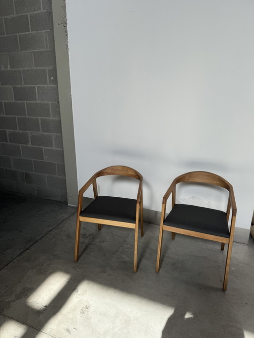 Ensemble de 2 chaises de salle à manger en bois brun clair