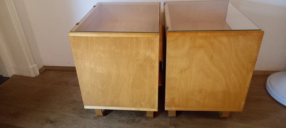 Image 1 of 2x Pastoe Nb01 And Nb02 Nightstands Cees Braakman Birch Series