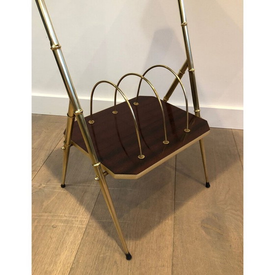 Image 1 of Vintage mahogany and gilt metal bolster, France 1970