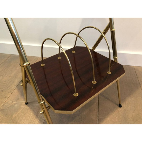 Image 1 of Vintage mahogany and gilt metal bolster, France 1970