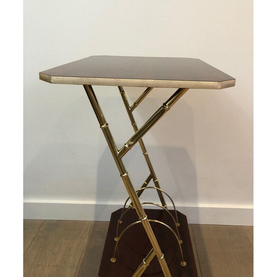 Image 1 of Vintage mahogany and gilt metal bolster, France 1970