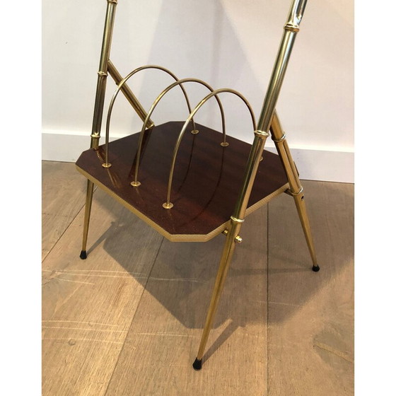 Image 1 of Vintage mahogany and gilt metal bolster, France 1970