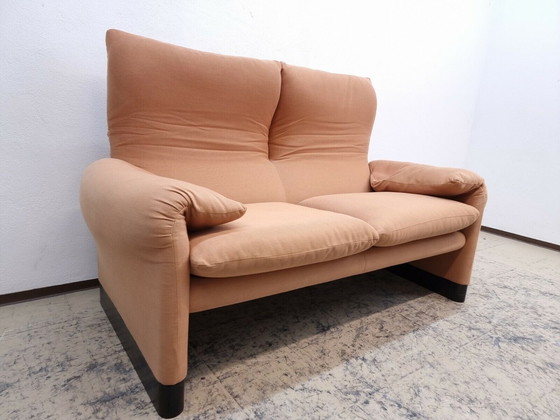 Image 1 of Cassina Maralunga two-seater fabric designer sofa Magistretti in apricot