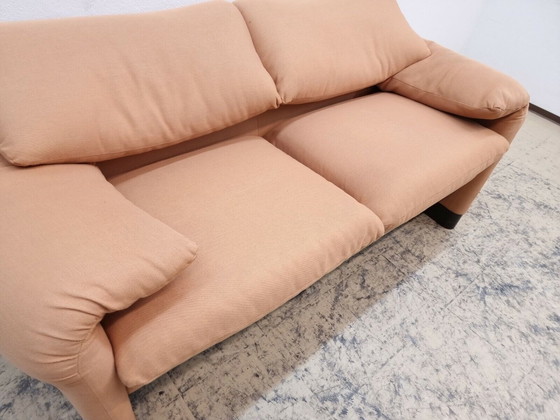 Image 1 of Cassina Maralunga two-seater fabric designer sofa Magistretti in apricot