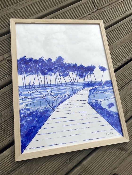 Image 1 of Mousterlin. Acrylic on paper by Frédéric Cadiou.