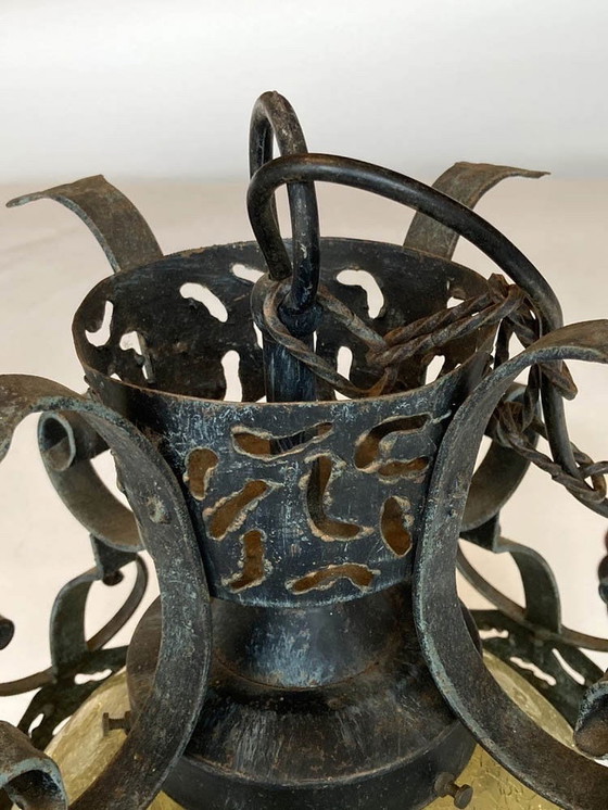 Image 1 of Brutalist Dutch Hammered Iron Lamps