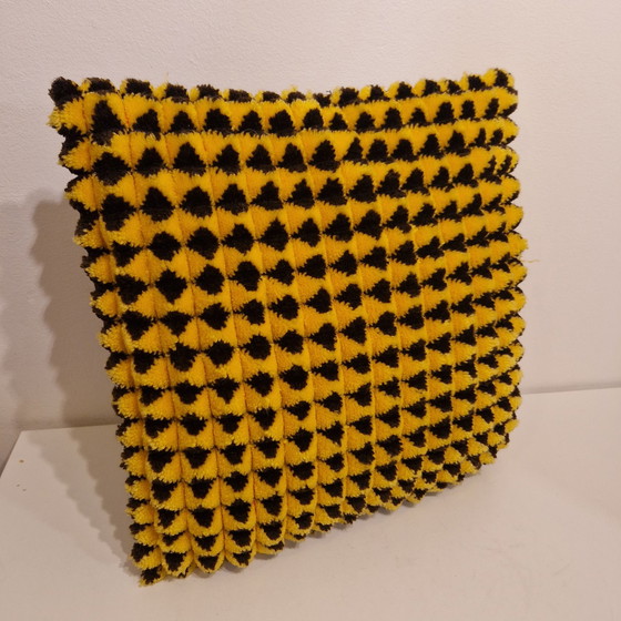 Image 1 of 1970s Wool Cushion Yellow Pillow