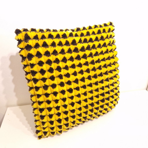 1970s Wool Cushion Yellow Pillow