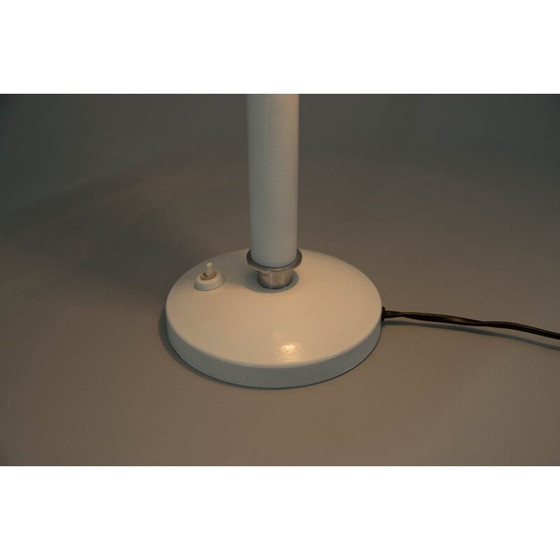 Image 1 of Vintage white metal and opal glass table lamp, 1950