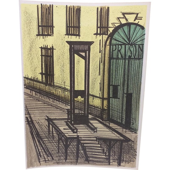 Image 1 of Vintage lithograph "Prison" by Bernard Buffet for Mourlot, 1967