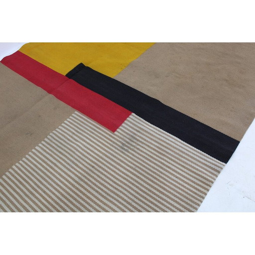 Alfombra abstracta de lana vintage, Checoslovaquia, década de 1960