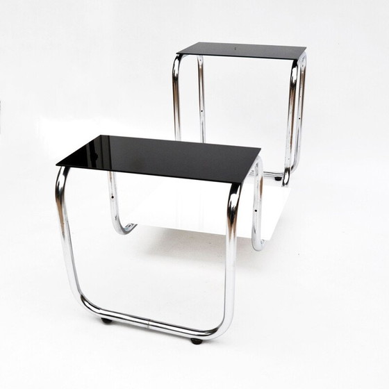 Image 1 of Pair of vintage flower stands with chrome steel frame by E. Guyot for Thonet, Czechoslovakia 1930