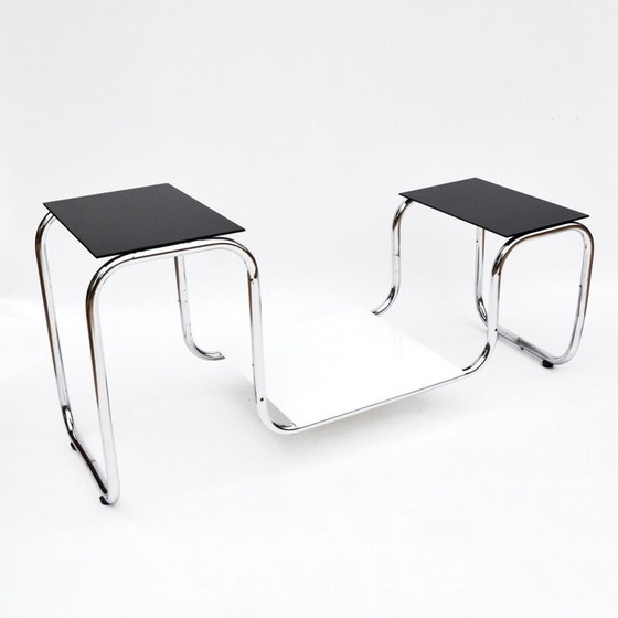 Image 1 of Pair of vintage flower stands with chrome steel frame by E. Guyot for Thonet, Czechoslovakia 1930