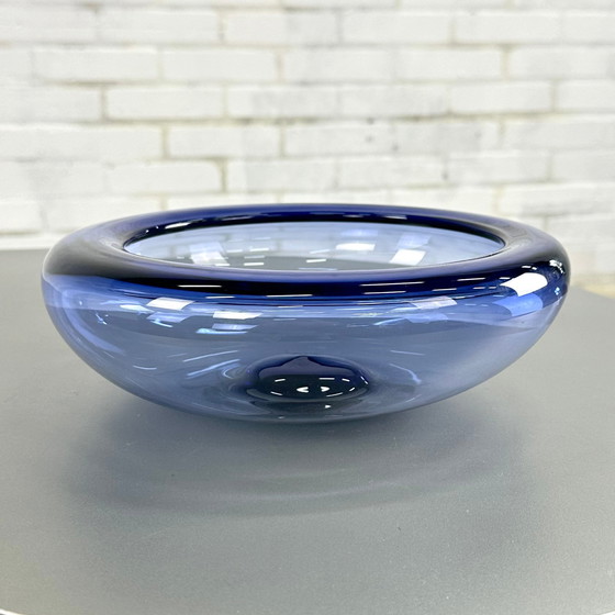 Image 1 of Blue glass Provence bowl by artist Per Lütken for Holmegaard