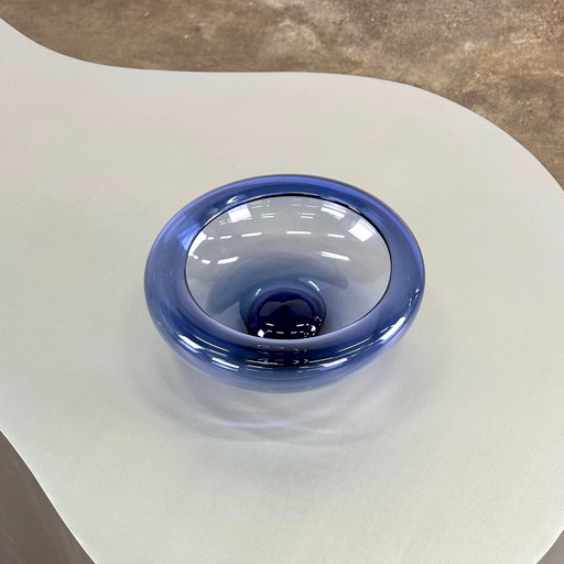 Blue glass Provence bowl by artist Per Lütken for Holmegaard