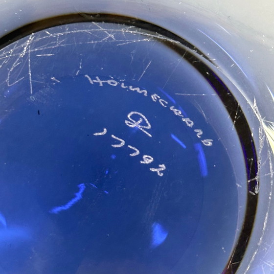 Image 1 of Blue glass Provence bowl by artist Per Lütken for Holmegaard