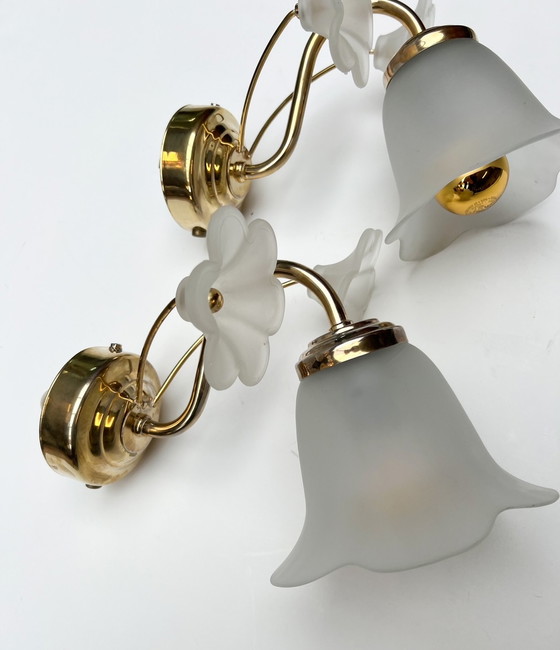 Image 1 of 2x Lampada da parete vintage a forma di fiore