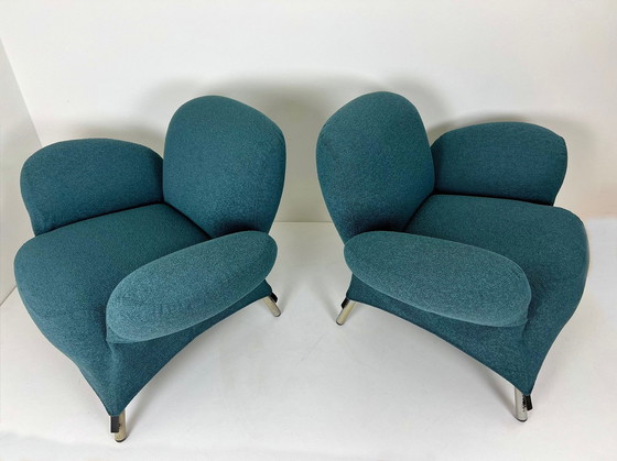 Image 1 of Van Der Berg, Bobo Armchairs With Petrol Upholstery