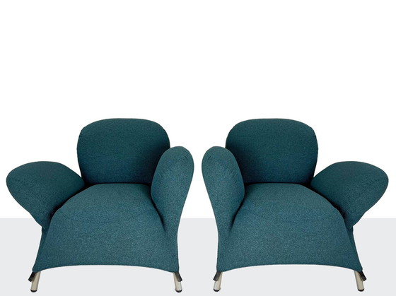 Image 1 of Van Der Berg, Bobo Armchairs With Petrol Upholstery