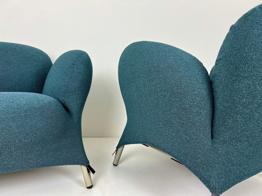 Van Der Berg, Bobo Armchairs With Petrol Upholstery