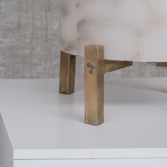 Image 1 of Coppia di lampade da tavolo vintage in ottone e alabastro, Francia 1980