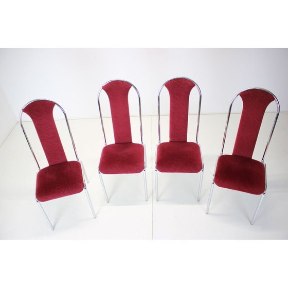 Image 1 of Set of 4 vintage Kovobel chairs in burgundy red, Czechoslovakia 1980s