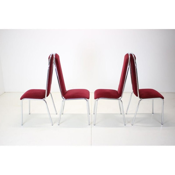 Image 1 of Set of 4 vintage Kovobel chairs in burgundy red, Czechoslovakia 1980s