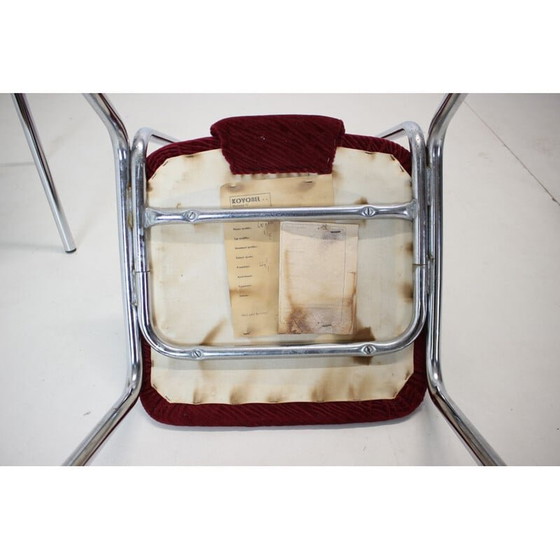 Image 1 of Set of 4 vintage Kovobel chairs in burgundy red, Czechoslovakia 1980s