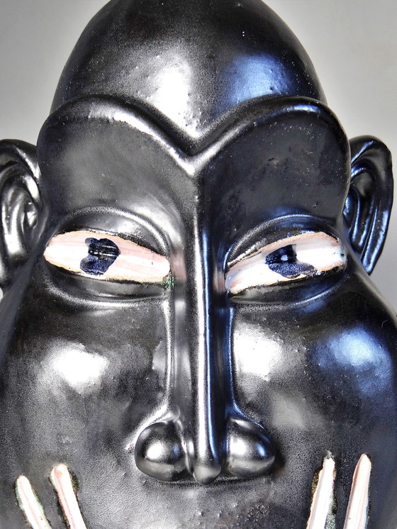 Image 1 of African style mask glazed ceramic to be identified