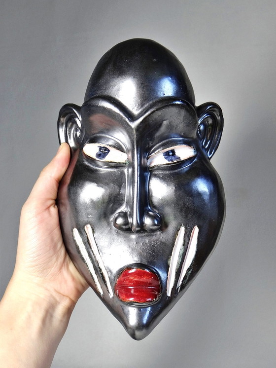 Image 1 of Masque style Africain céramique émaillée à identifier