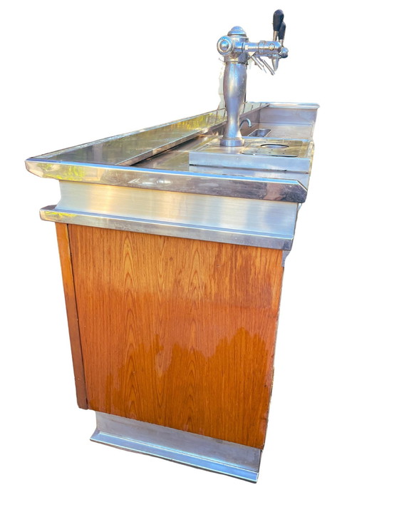 Image 1 of Large 60's Stainless Steel Restaurant Bar