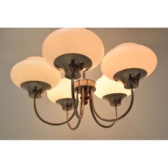 Image 1 of Lampadario vintage in vetro e legno, Repubblica Ceca, anni '60