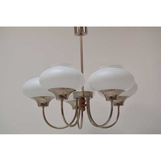 Image 1 of Lampadario vintage in vetro e legno, Repubblica Ceca, anni '60