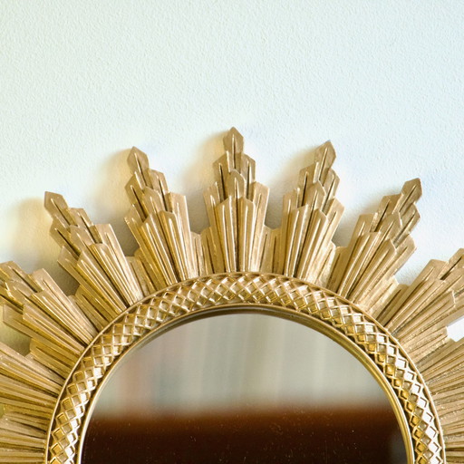 Italian Gilded Sun Mirror 1970s