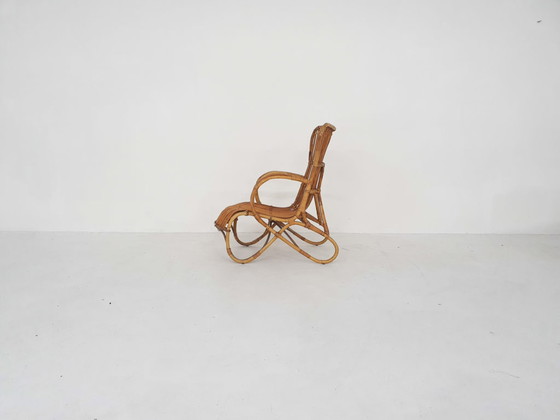 Image 1 of Mid-century rattan lounge chair