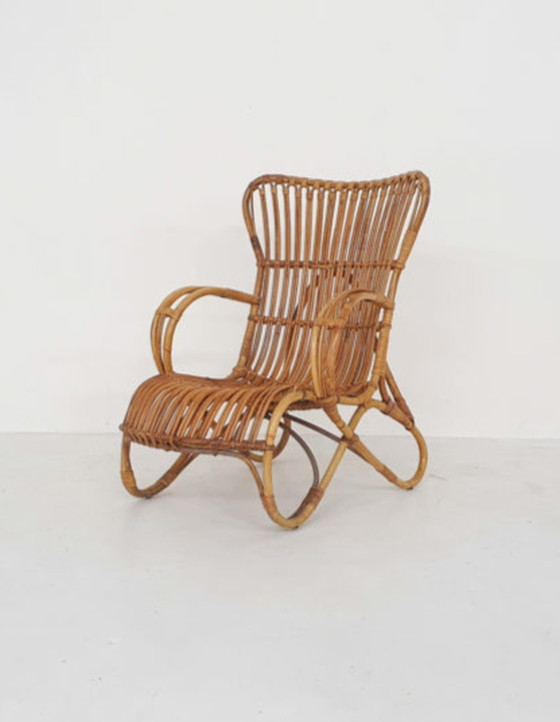 Image 1 of Mid-century rattan lounge chair