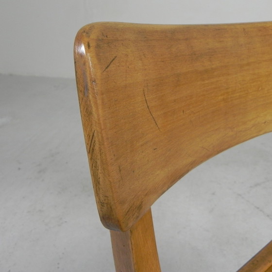 Image 1 of Wooden high chair, swivel chair, school chair, 1950s