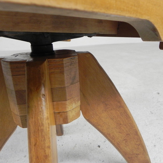 Image 1 of Wooden high chair, swivel chair, school chair, 1950s