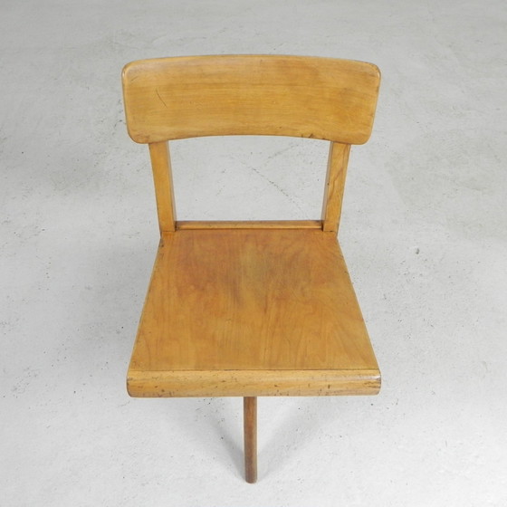 Image 1 of Wooden high chair, swivel chair, school chair, 1950s