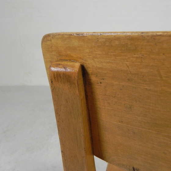 Image 1 of Wooden high chair, swivel chair, school chair, 1950s