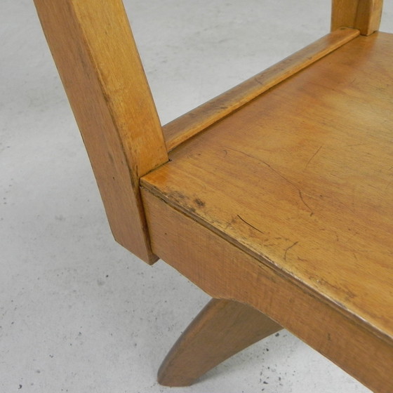 Image 1 of Wooden high chair, swivel chair, school chair, 1950s