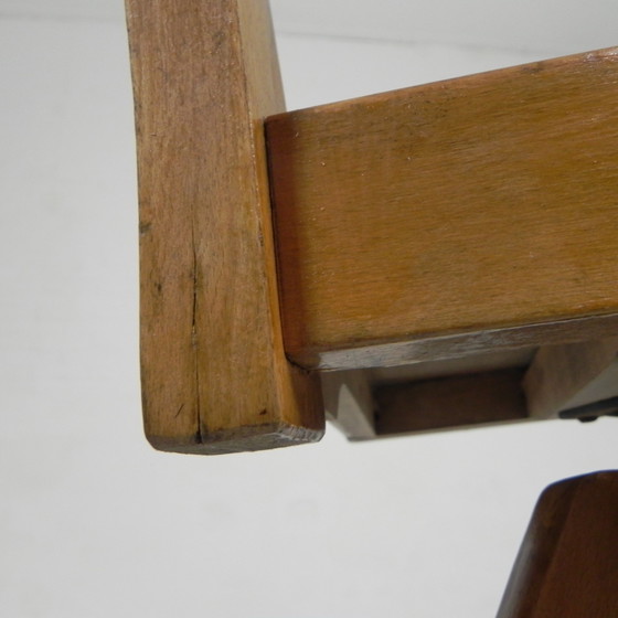 Image 1 of Wooden high chair, swivel chair, school chair, 1950s