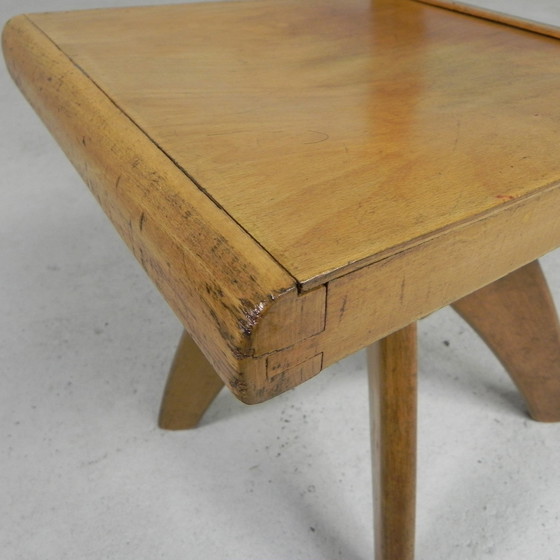 Image 1 of Wooden high chair, swivel chair, school chair, 1950s