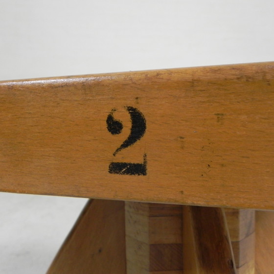 Image 1 of Wooden high chair, swivel chair, school chair, 1950s