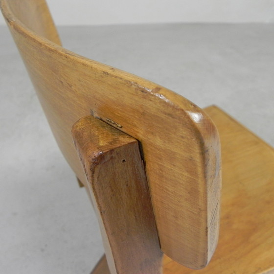 Image 1 of Wooden high chair, swivel chair, school chair, 1950s