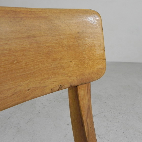 Image 1 of Wooden high chair, swivel chair, school chair, 1950s