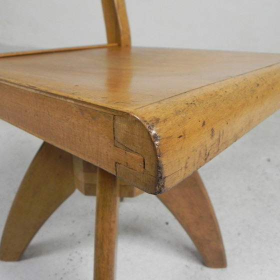 Image 1 of Wooden high chair, swivel chair, school chair, 1950s