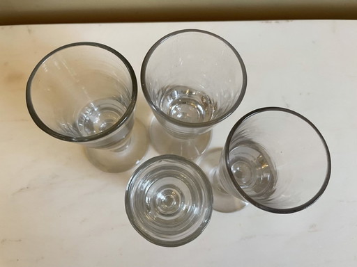 4 X 19th Century Glass Absinth Wine Glasses French