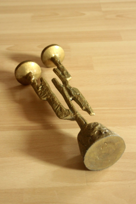 Image 1 of Brutalism Tealight Holder Designed By Horst Dalbeck Brass Full Cast - Vintage From The 60s